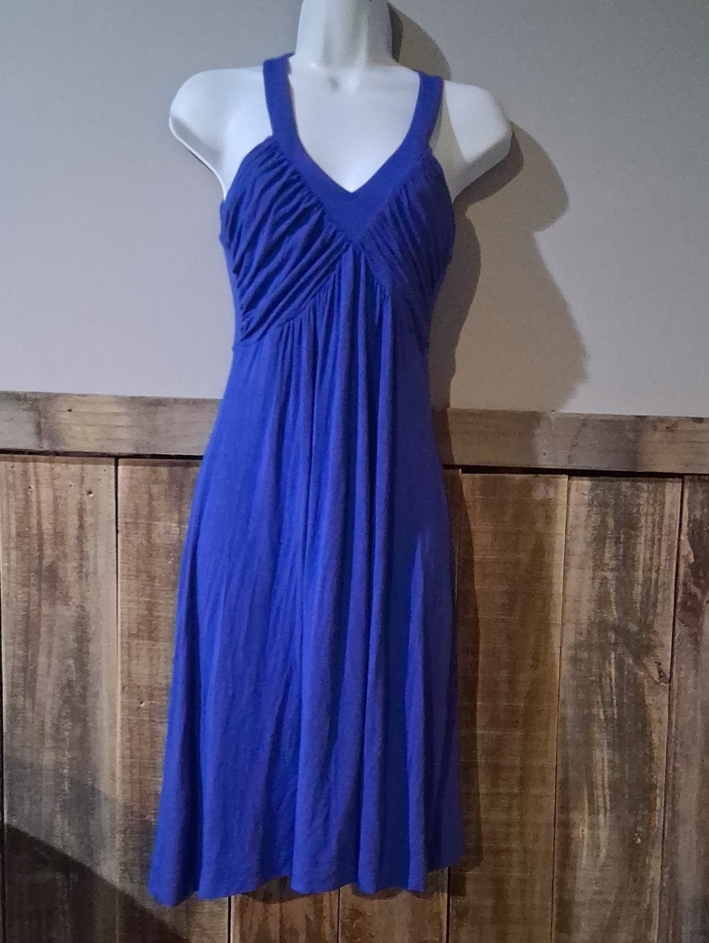 Calvin Klein Cobalt V-Neck Empire Waist Midi Dress